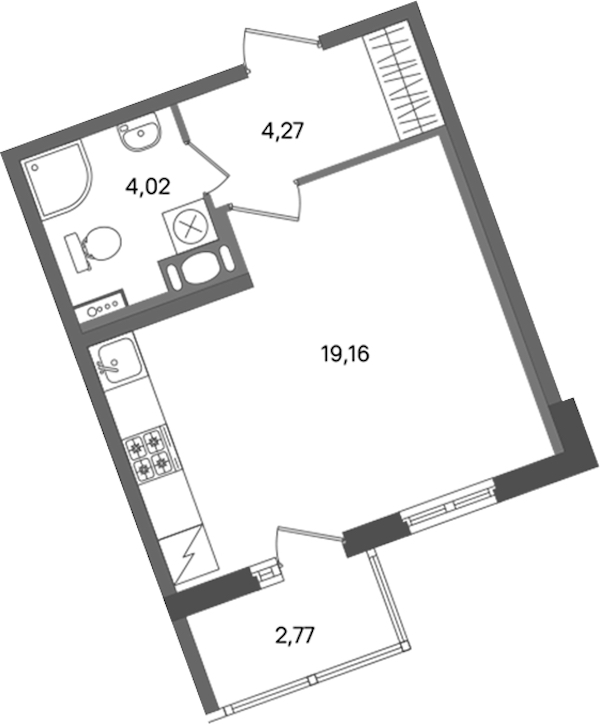 Квартира студия 27.45 м², 4/11 эт., ЖК «ПАТИО. Уютный квартал»